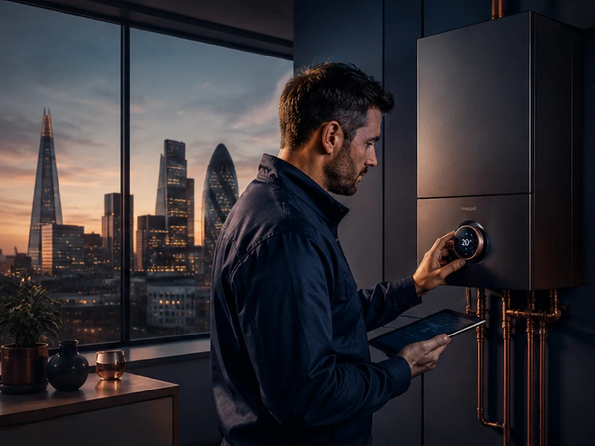 London heating engineer reviewing boiler demand and operating evidence